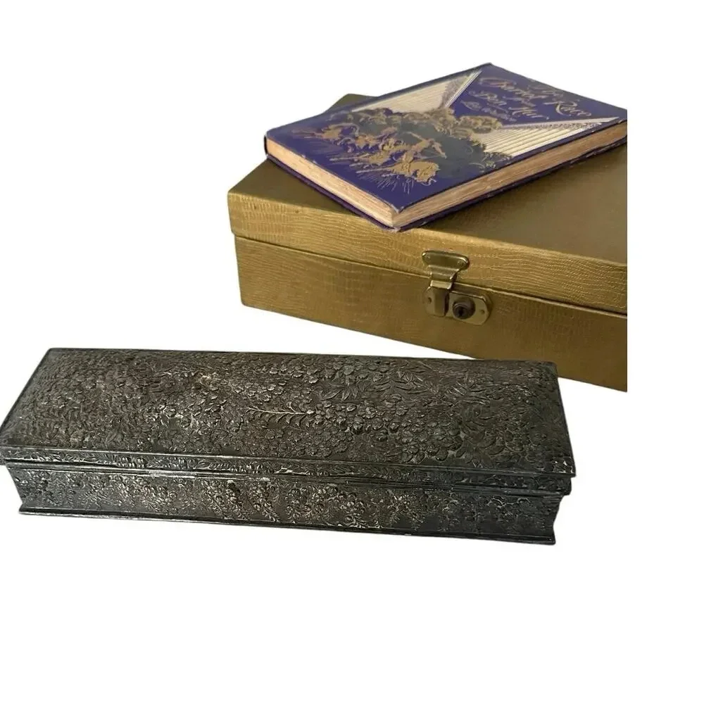 Vintage Fine Jewelry Box Heavy Celluloid box satin silk lined